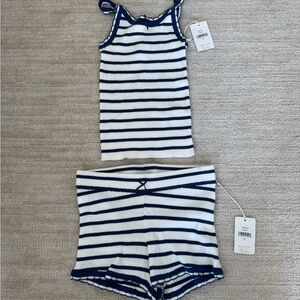 P.J. Salvage Striped Navy and White Tank Top and Shorts Set